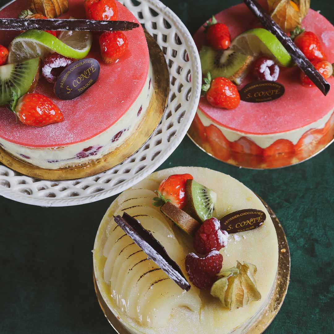 Entremets fraisier framboisier et poirier